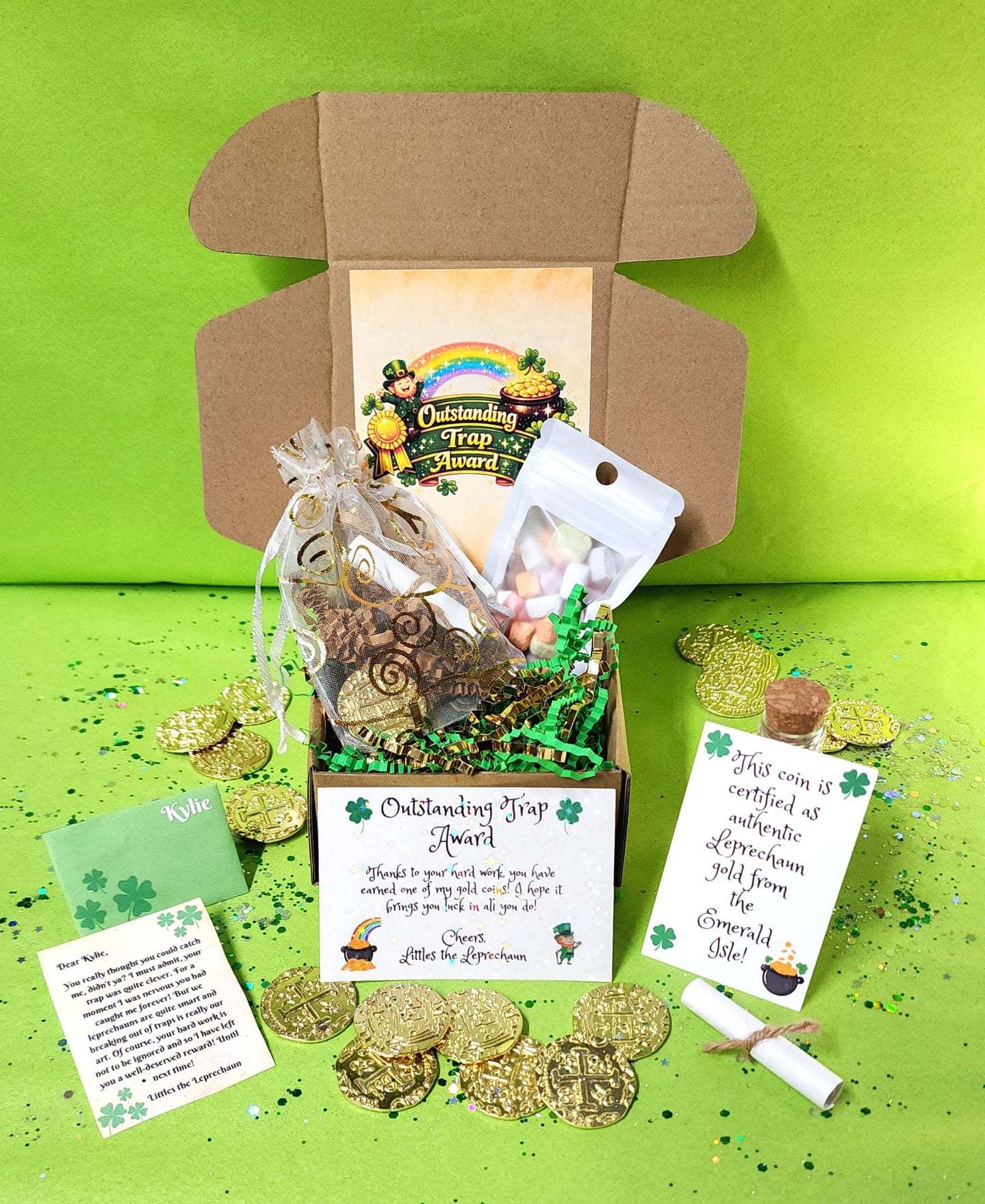 Leprechaun Trap Award Box – Gold Coin, Personalized Letter & St. Patrick’s Day Surprise