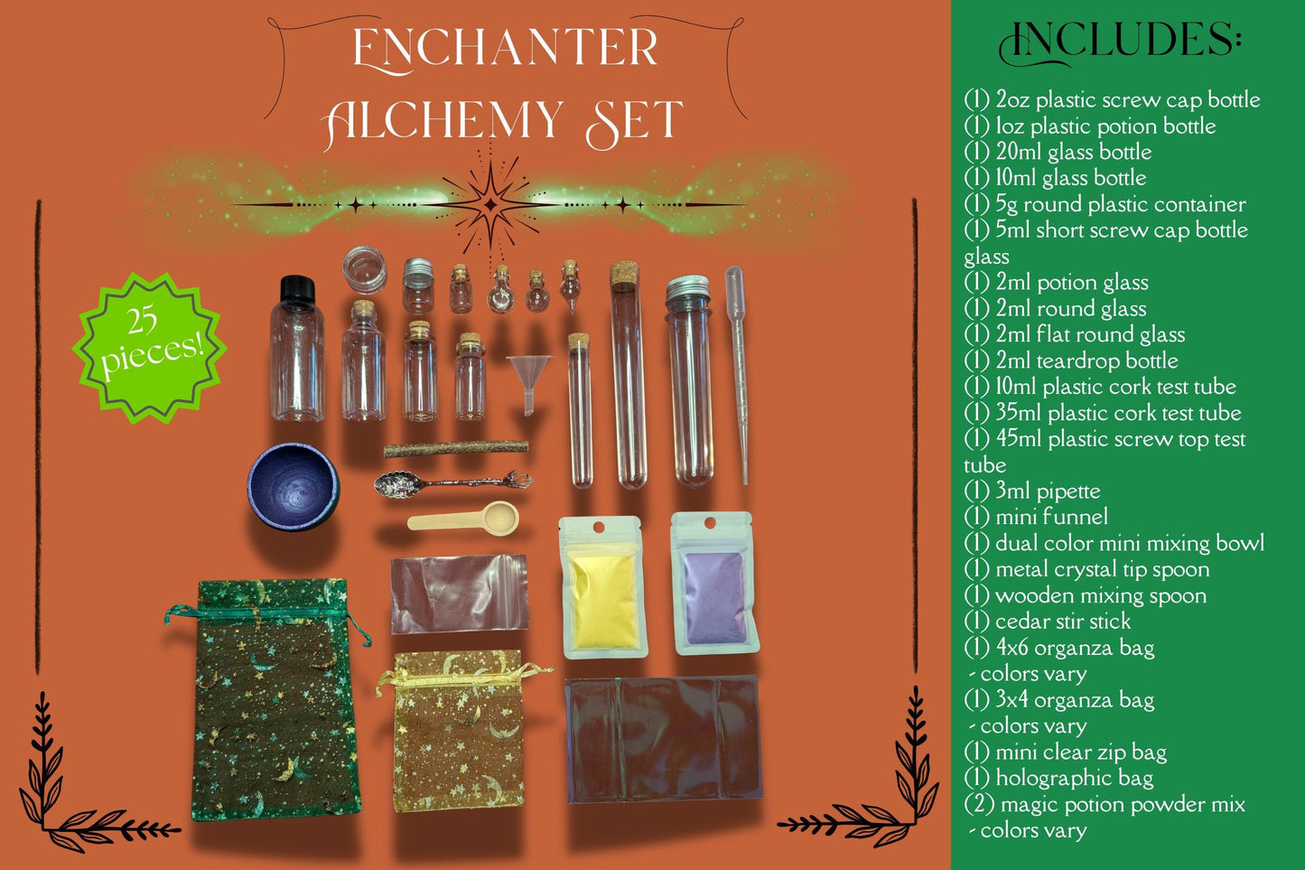 Enchanter Alchemy Kit – Bottles, Tools & Magic Powders